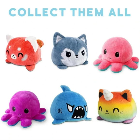 TeeTurtle - The Original Reversible Octopus Plushie - Angry Light Pink + Furious - Picture 4 of 6